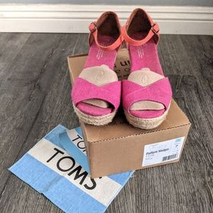 TOMS Espadrille Platform Wedges in Block Color